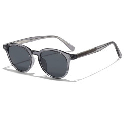 Techsuit Sunglasses (99046) Unisex, Lightweight TR90 Frame, Round Design, One piece Nose Pad Grey