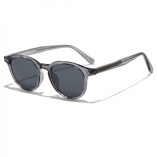 Techsuit Sunglasses (99046) Unisex, Lightweight TR90 Frame, Round Design, One piece Nose Pad Grey