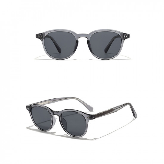 Techsuit Sunglasses (99046) Unisex, Lightweight TR90 Frame, Round Design, One piece Nose Pad Grey