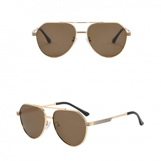 Techsuit Premium Polarized Sunglasses (8622) Unisex, with UV Protection, Aviator Frame, HD TAC Lens Gold Techsuit Premium Polarized Sunglasses (8622) Unisex, with UV Protection, Aviator Frame, HD TAC Lens Gold