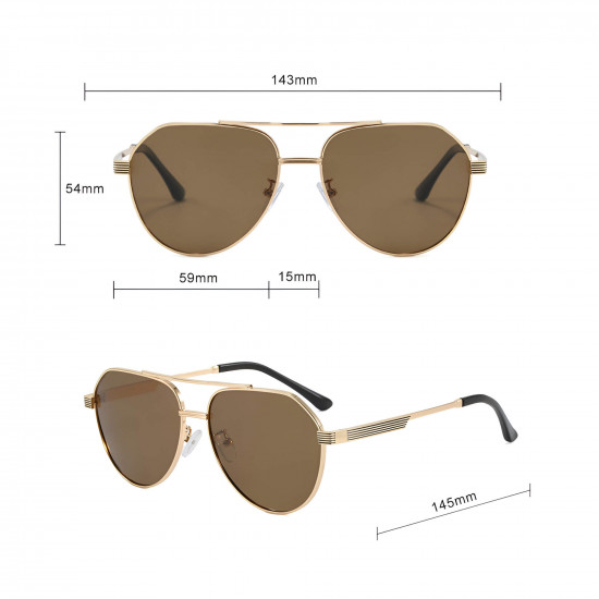Techsuit Premium Polarized Sunglasses (8622) Unisex, with UV Protection, Aviator Frame, HD TAC Lens Gold Techsuit Premium Polarized Sunglasses (8622) Unisex, with UV Protection, Aviator Frame, HD TAC Lens Gold