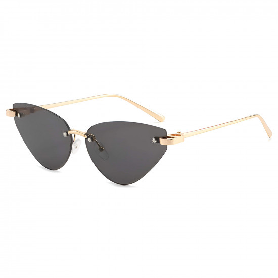 Techsuit Premium Sunglasses (S099) for Women, Cat Eye, Rimless, Fashion forward, Comfortable Fit Gold / Black Techsuit Premium Sunglasses (S099) for Women, Cat Eye, Rimless, Fashion forward, Comfortable Fit Gold / Black