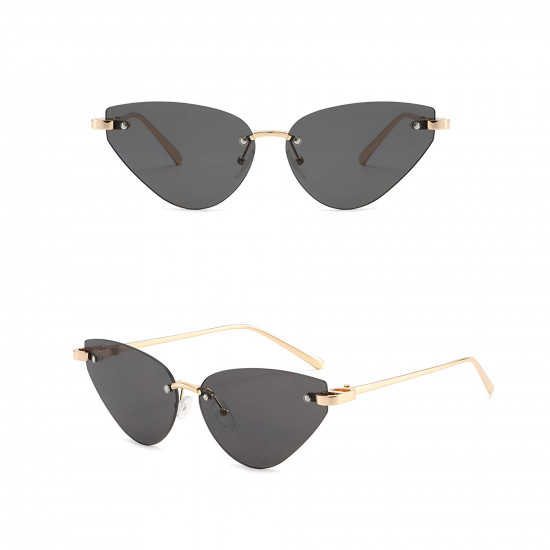 Techsuit Premium Sunglasses (S099) for Women, Cat Eye, Rimless, Fashion forward, Comfortable Fit Gold / Black Techsuit Premium Sunglasses (S099) for Women, Cat Eye, Rimless, Fashion forward, Comfortable Fit Gold / Black