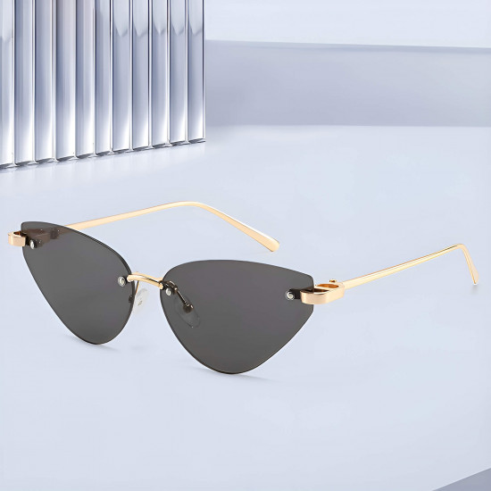 Techsuit Premium Sunglasses (S099) for Women, Cat Eye, Rimless, Fashion forward, Comfortable Fit Gold / Black Techsuit Premium Sunglasses (S099) for Women, Cat Eye, Rimless, Fashion forward, Comfortable Fit Gold / Black