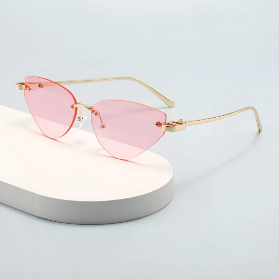 Techsuit Premium Sunglasses (S099) for Women, Cat Eye, Rimless, Fashion forward, Comfortable Fit Gold / Black Techsuit Premium Sunglasses (S099) for Women, Cat Eye, Rimless, Fashion forward, Comfortable Fit Gold / Black