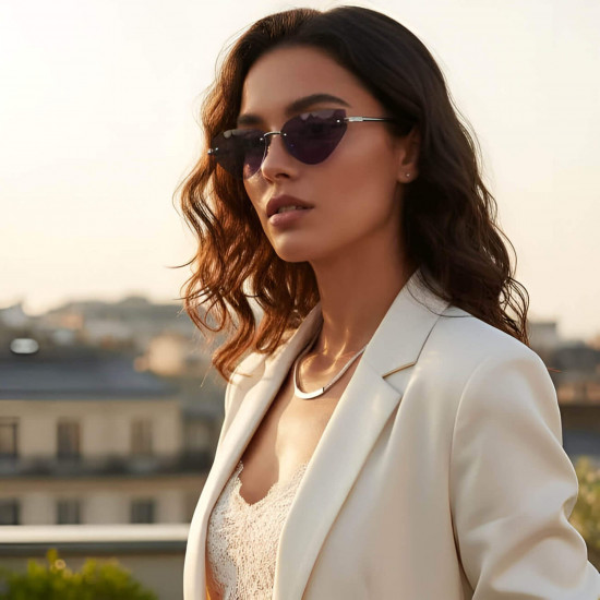 Techsuit Premium Sunglasses (S099) for Women, Cat Eye, Rimless, Fashion forward, Comfortable Fit Gold / Tea Techsuit Premium Sunglasses (S099) for Women, Cat Eye, Rimless, Fashion forward, Comfortable Fit Gold / Tea