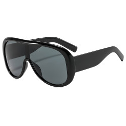Techsuit Sunglasses (89337) for Women, Oversized Aviator, Glare free Vision, Bold Frame Lines Black