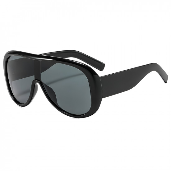 Techsuit Sunglasses (89337) for Women, Oversized Aviator, Glare free Vision, Bold Frame Lines Black