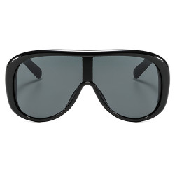 Techsuit Sunglasses (89337) for Women, Oversized Aviator, Glare free Vision, Bold Frame Lines Black