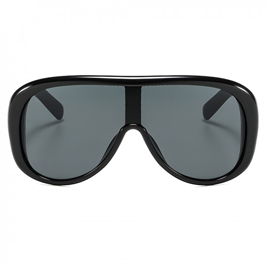 Techsuit Sunglasses (89337) for Women, Oversized Aviator, Glare free Vision, Bold Frame Lines Black