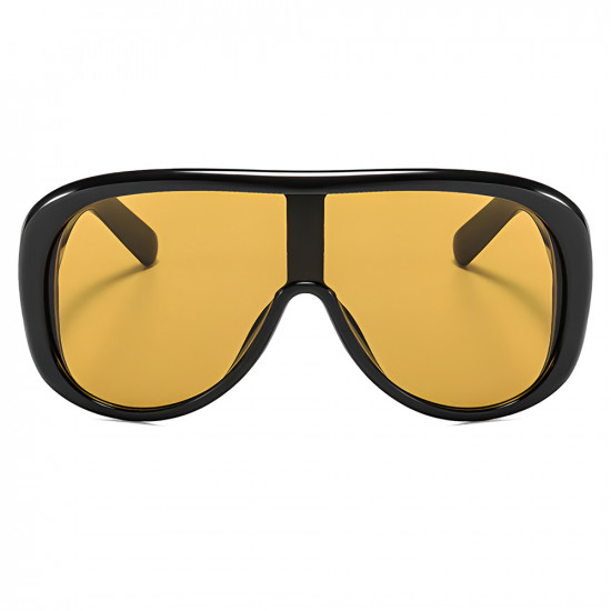 Techsuit Sunglasses (89337) for Women, Oversized Aviator, Glare free Vision, Bold Frame Lines Black Tea