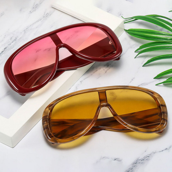 Techsuit Sunglasses (89337) for Women, Oversized Aviator, Glare free Vision, Bold Frame Lines Black Tea