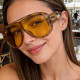 Techsuit Sunglasses (89337) for Women, Oversized Aviator, Glare free Vision, Bold Frame Lines Black Tea