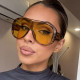 Techsuit Sunglasses (89337) for Women, Oversized Aviator, Glare free Vision, Bold Frame Lines Black Tea