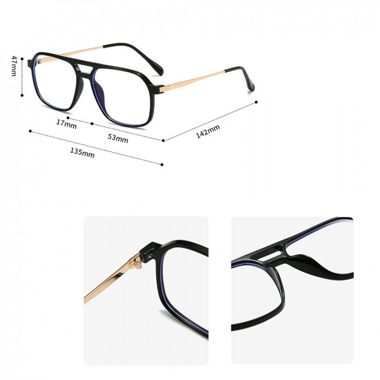 Techsuit Anti Blue Light Glasses Reflex PC (83092) Unisex, Oversized, Square Black / Gold Techsuit Anti Blue Light Glasses Reflex PC (83092) Unisex, Oversized, Square Black / Gold