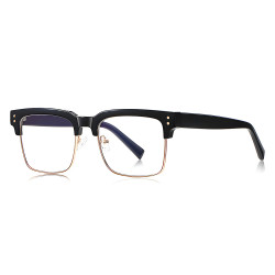 Techsuit Anti Blue Light Glasses Reflex PC (2205) for Women, Square Black / Gold