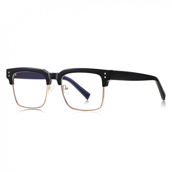 Techsuit Anti Blue Light Glasses Reflex PC (2205) for Women, Square Black / Gold