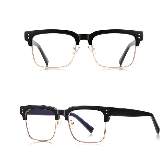 Techsuit Anti Blue Light Glasses Reflex PC (2205) for Women, Square Black / Gold