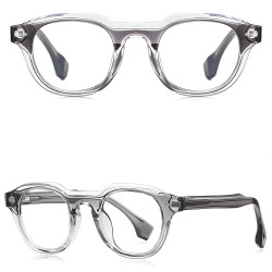 Techsuit Anti Blue Light Glasses Reflex PC (LS088) for Women, Round Gray Gradient