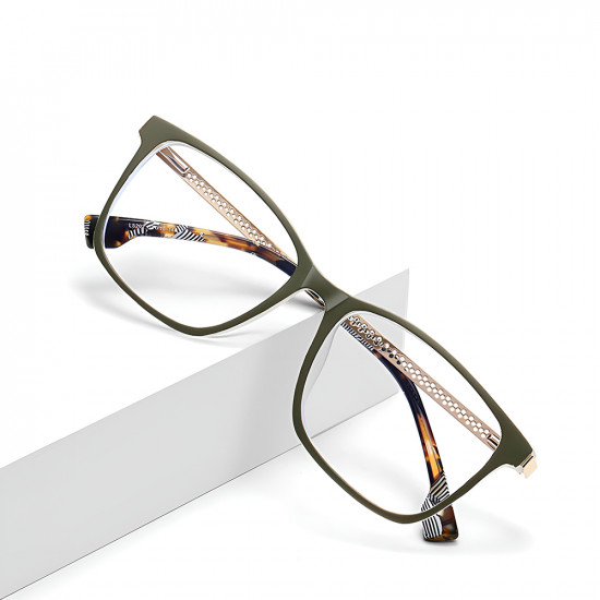 Techsuit Anti Blue Light Glasses Reflex PC (LS202) for Women, Flat Top Olive Techsuit Anti Blue Light Glasses Reflex PC (LS202) for Women, Flat Top Olive