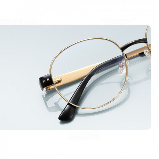 Techsuit Anti Blue Light Glasses Reflex PC (3175) for Women, Round Gold / Light Gray