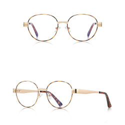 Techsuit Anti Blue Light Glasses Reflex PC (3175) for Women, Round Gold / Print Techsuit Anti Blue Light Glasses Reflex PC (3175) for Women, Round Gold / Print