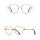 Techsuit Anti Blue Light Glasses Reflex PC (3175) for Women, Round Gold / Print