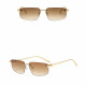 Techsuit Premium Sunglasses (S098) Unisex, Rectangular Lens, Rimless, Sleek Metal Arms, Ultralight Cognac