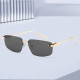 Techsuit Premium Sunglasses (S098) Unisex, Rectangular Lens, Rimless, Sleek Metal Arms, Ultralight Cognac