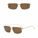 Techsuit Premium Sunglasses (S098) Unisex, Rectangular Lens, Rimless, Sleek Metal Arms, Ultralight Toffee