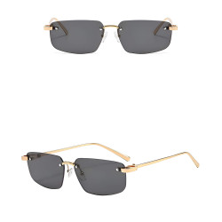 Techsuit Premium Sunglasses (S098) Unisex, Rectangular Lens, Rimless, Sleek Metal Arms, Ultralight Royal
