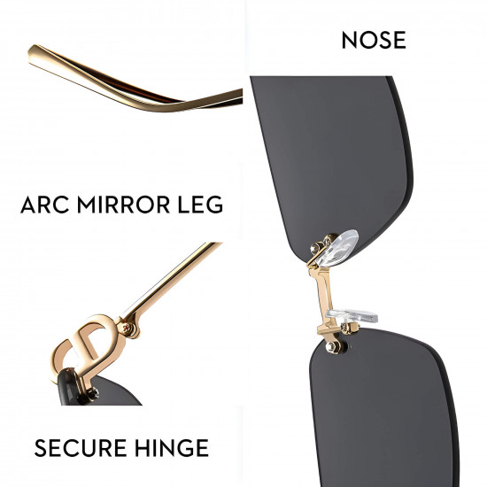 Techsuit Premium Sunglasses (S098) Unisex, Rectangular Lens, Rimless, Sleek Metal Arms, Ultralight Royal