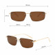 Techsuit Premium Sunglasses (S098) Unisex, Rectangular Lens, Rimless, Sleek Metal Arms, Ultralight Royal