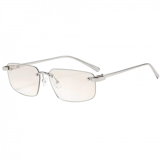 Techsuit Premium Sunglasses (S098) Unisex, Rectangular Lens, Rimless, Sleek Metal Arms, Ultralight Moonlight