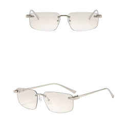 Techsuit Premium Sunglasses (S098) Unisex, Rectangular Lens, Rimless, Sleek Metal Arms, Ultralight Moonlight