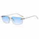 Techsuit Premium Sunglasses (S098) Unisex, Rectangular Lens, Rimless, Sleek Metal Arms, Ultralight Glacier