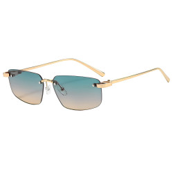 Techsuit Premium Sunglasses (S098) Unisex, Rectangular Lens, Rimless, Sleek Metal Arms, Ultralight Lagoon