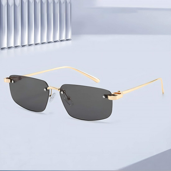 Techsuit Premium Sunglasses (S098) Unisex, Rectangular Lens, Rimless, Sleek Metal Arms, Ultralight Lagoon