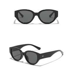 Techsuit Sunglasses (17002) for Women, PC Oval Frame, Small 90s Style Black Techsuit Sunglasses (17002) for Women, PC Oval Frame, Small 90s Style Black