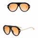 Techsuit Premium Sunglasses (8092) for Women, Retro Chic Design, Oversized Aviator, Flat Top, Metal Arms Black / Orange