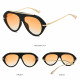 Techsuit Premium Sunglasses (8092) for Women, Retro Chic Design, Oversized Aviator, Flat Top, Metal Arms Black / Orange