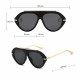 Techsuit Premium Sunglasses (8092) for Women, Retro Chic Design, Oversized Aviator, Flat Top, Metal Arms Black / Orange