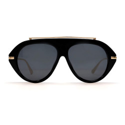Techsuit Premium Sunglasses (8092) for Women, Retro Chic Design, Oversized Aviator, Flat Top, Metal Arms Black