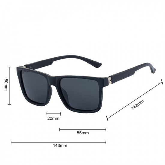 Techsuit Polarized Sunglasses (8506) for Men, UV Protection, Square Frame, Lightweight, Fashionable Matte Black Techsuit Polarized Sunglasses (8506) for Men, UV Protection, Square Frame, Lightweight, Fashionable Matte Black