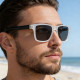 Techsuit Polarized Sunglasses (8506) for Men, UV Protection, Square Frame, Lightweight, Fashionable Matte Gray