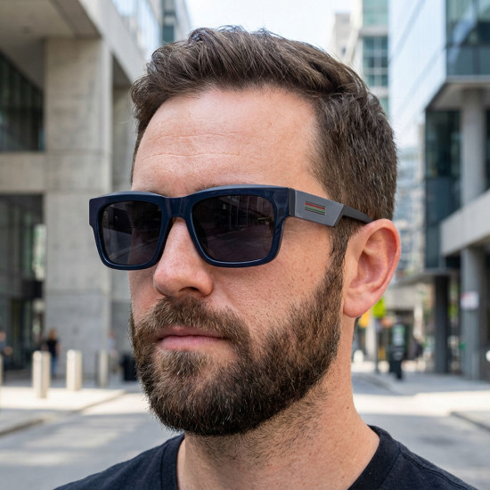Techsuit Polarized Sunglasses (8491) for Men, UV Protection, Square Frame, TAC Lenses, All Day Wear Matte Black / Gray