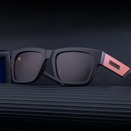 Techsuit Polarized Sunglasses (8491) for Men, UV Protection, Square Frame, TAC Lenses, All Day Wear Matte Black / Gray