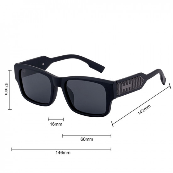 Techsuit Polarized Sunglasses (8485) for Men, UV400 Protection, Square Frame, Integrated Nose Pad, Anti Glare Black Techsuit Polarized Sunglasses (8485) for Men, UV400 Protection, Square Frame, Integrated Nose Pad, Anti Glare Black
