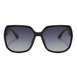 Techsuit Polarized Sunglasses (5228) for Women, UV400, Oversized Classic Design, Daily Wear, PC Frame Black / Gold