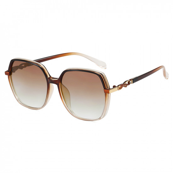 Techsuit Polarized Sunglasses (5223) for Women, UV Filter, Classic Retro, Oversized, PC Frame, Metal Accents Brown Techsuit Polarized Sunglasses (5223) for Women, UV Filter, Classic Retro, Oversized, PC Frame, Metal Accents Brown